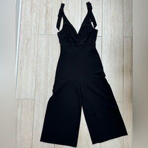 Boutique Solid Black Bowknot Jumpsuit - Size Small